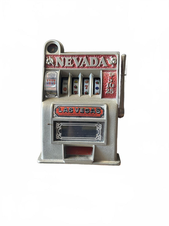 Vintage Mid-Century Las Vegas Nevada Tabletop Mini Slot Machine & Coin Bank