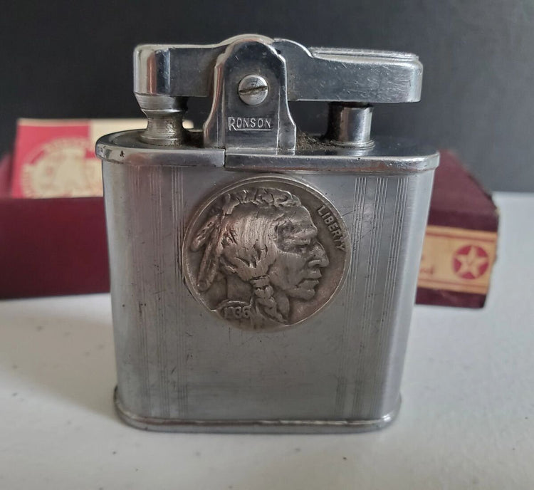 Ronson 6414 Lighter with Buffalo Nickel