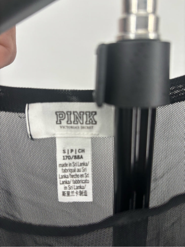 PINK Victoria's Secret Black Sheer Mesh Crop Top