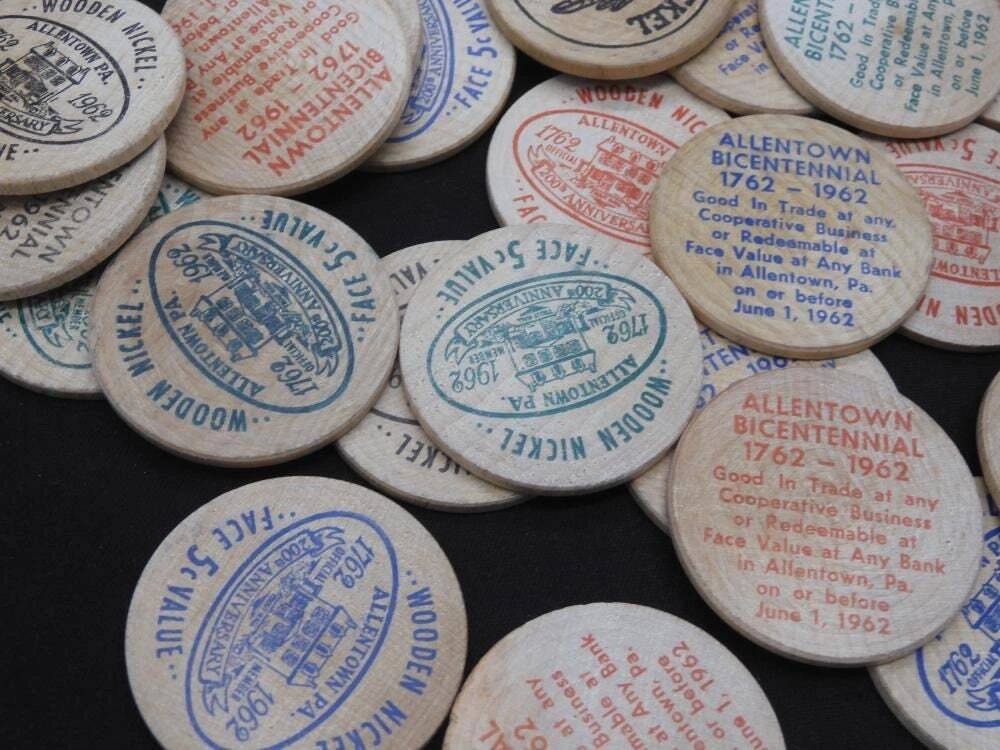 Vintage Wooden Nickels - Lot Of 70+