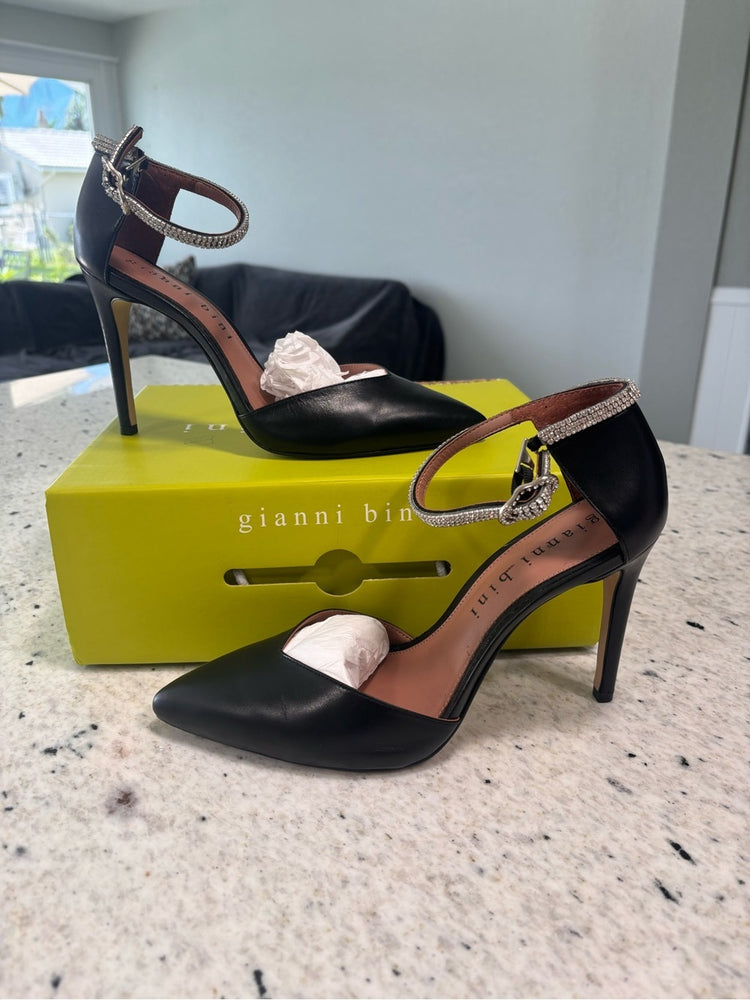 Gianni Bini Black Pointed Toe Ankle-Strap Heels