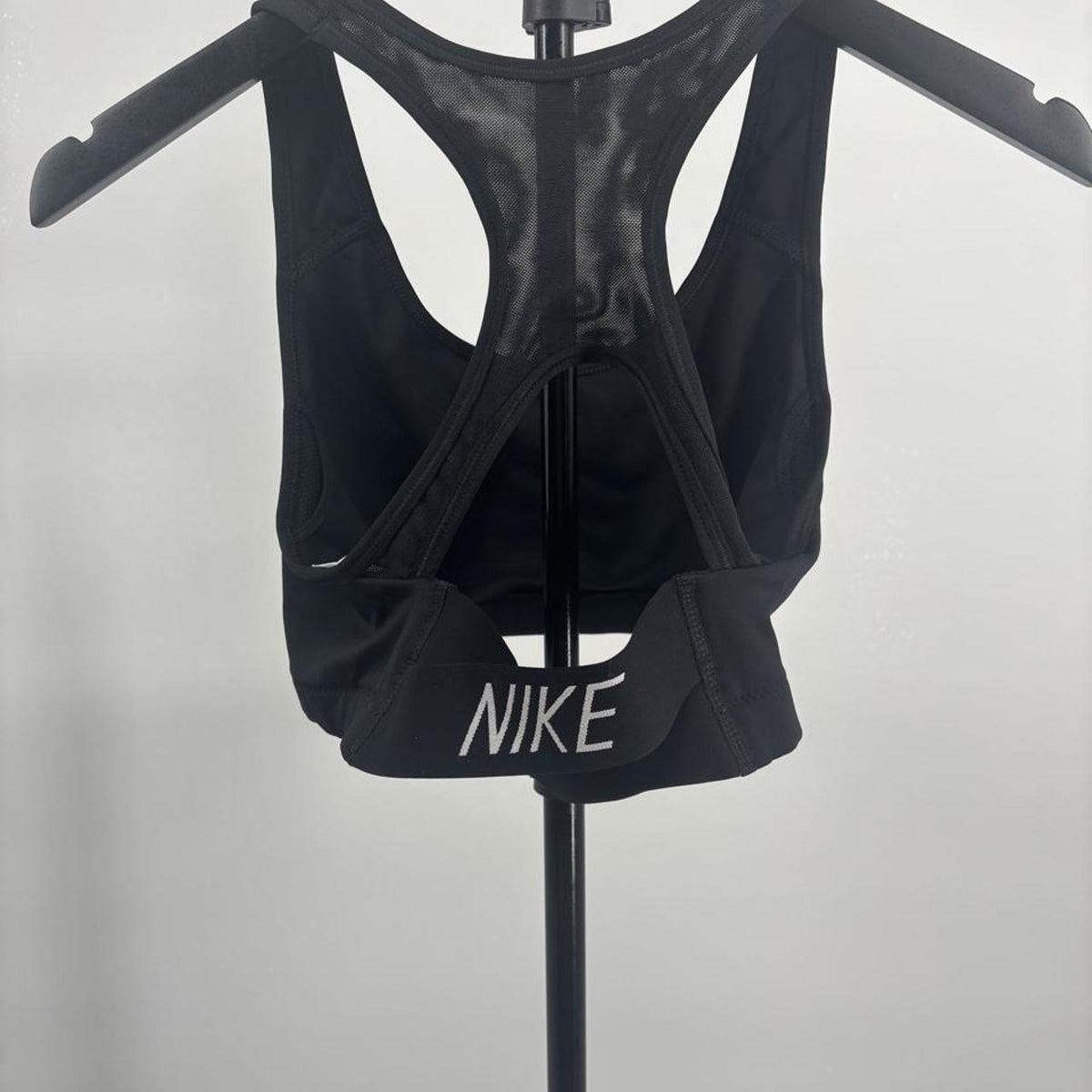 Nike Black Sports Bra White Swoosh Mesh Racerback