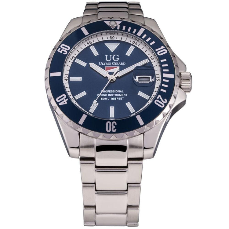 Ulysse Girard 42mm Case Sport Diver Watch Blue Dial Watch