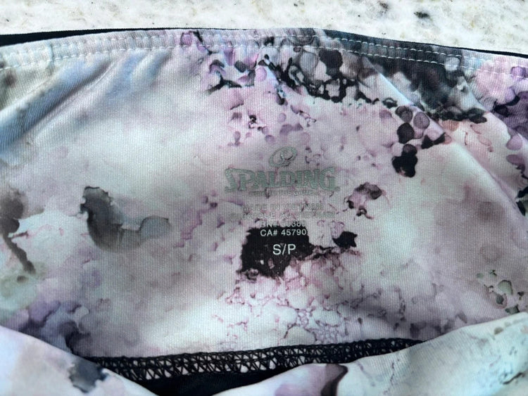 Spalding Black Lavender Watercolor Floral Leggings Small Sporty Athleisure