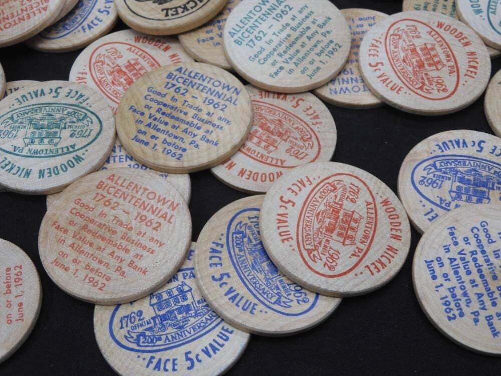 Vintage Wooden Nickels - Lot Of 70+