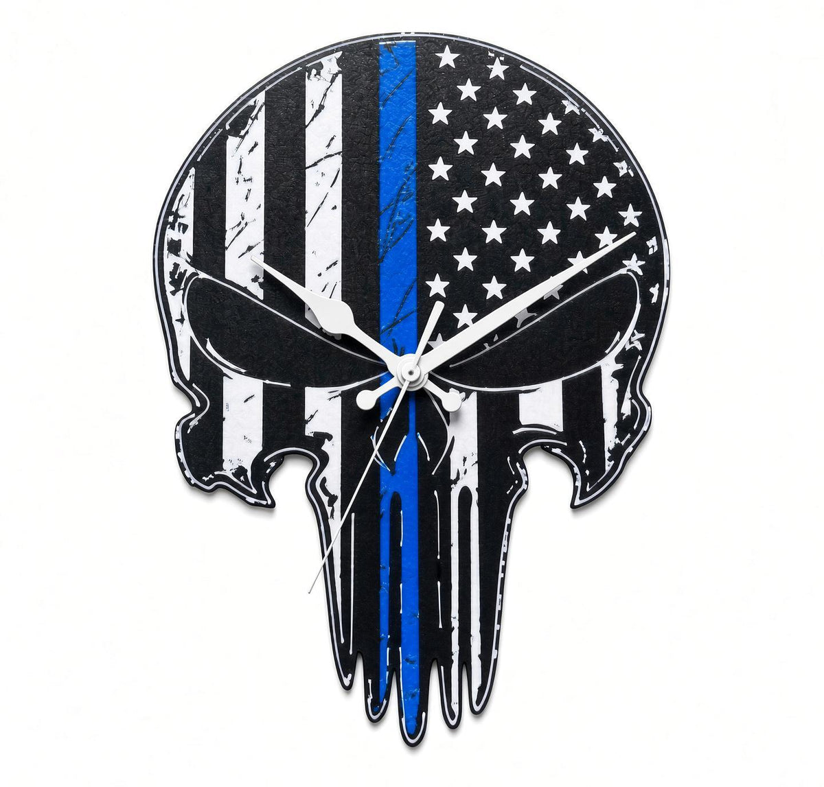 Thin Blue Line & Thin Red Line Punisher Skull Wall Clocks