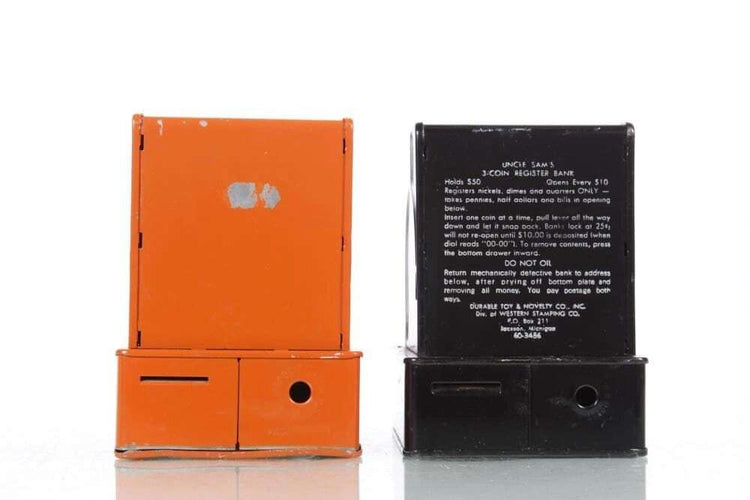 Pressed Steel Uncle Sam's 3 Coin Register Bank