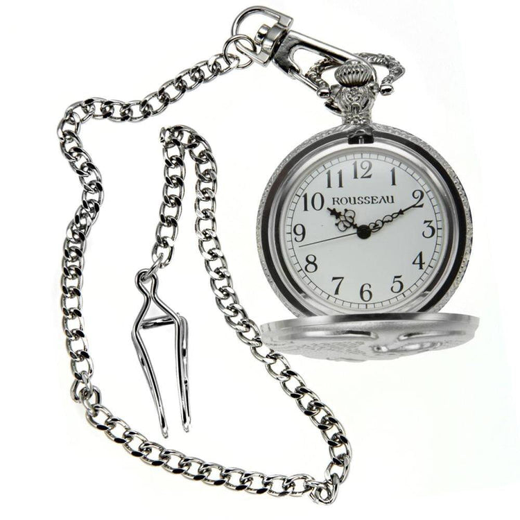 Rousseau 42mm Case Eagle Engraved Pocket Watch