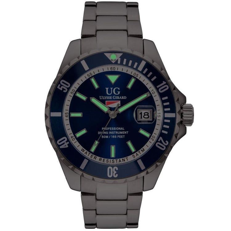 Ulysse Girard 42mm Case Sport Diver Watch Blue Dial Watch