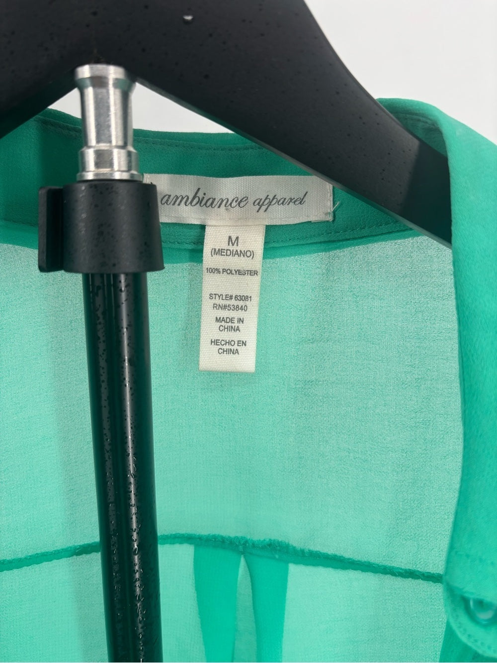 Ambiance Sheer Sleeveless Button-Down Top - Green