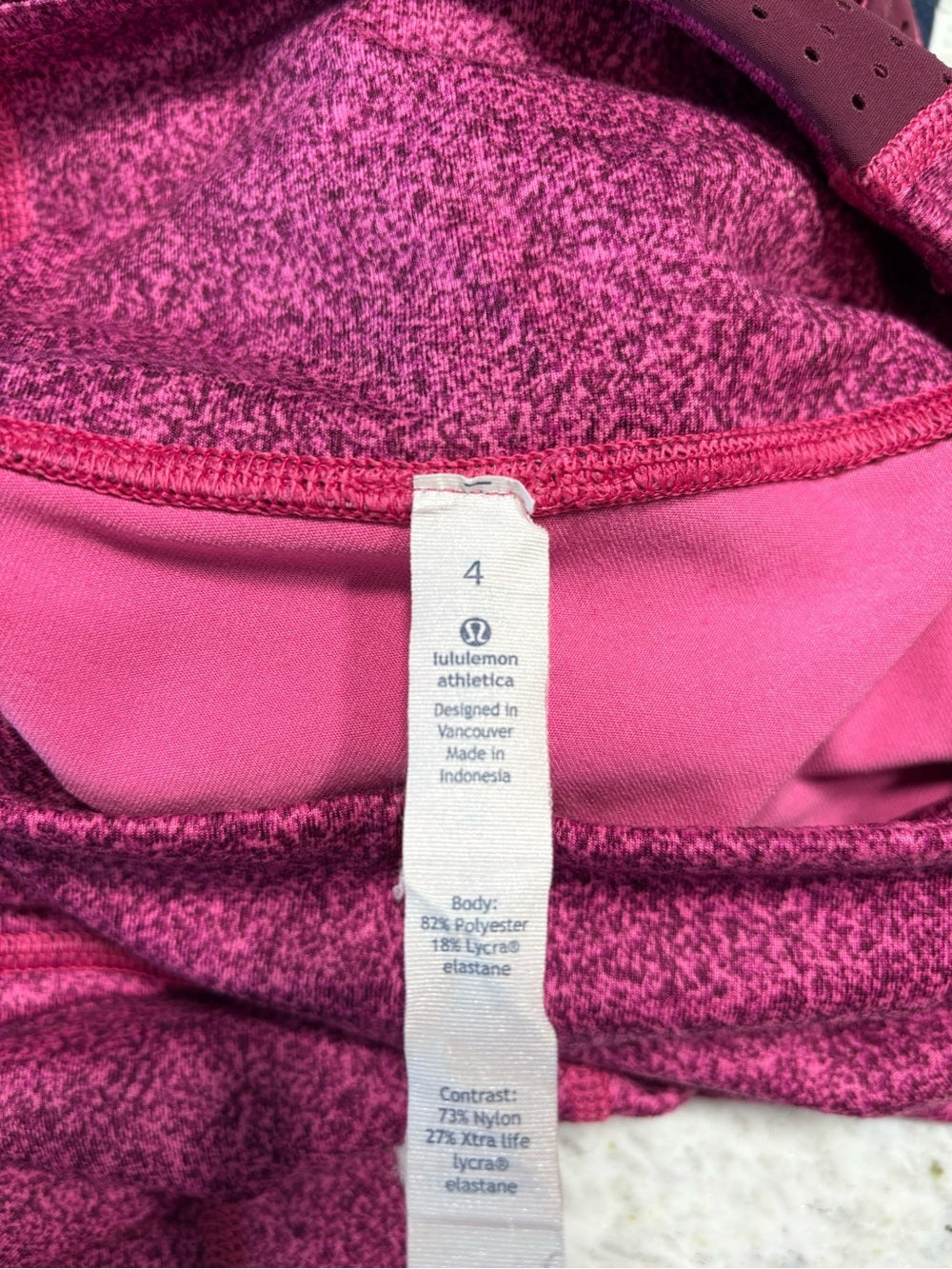 lululemon athletica Pink Marled High-Neck Sports Top with Perforated Panels