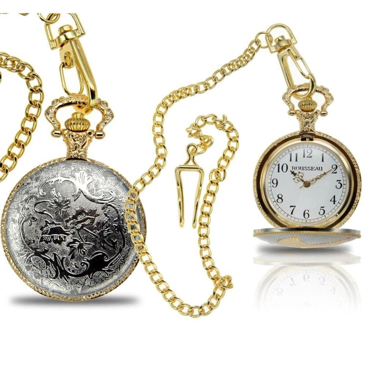 Rousseau Eagle Engraved Pocket 42mm Case Watch