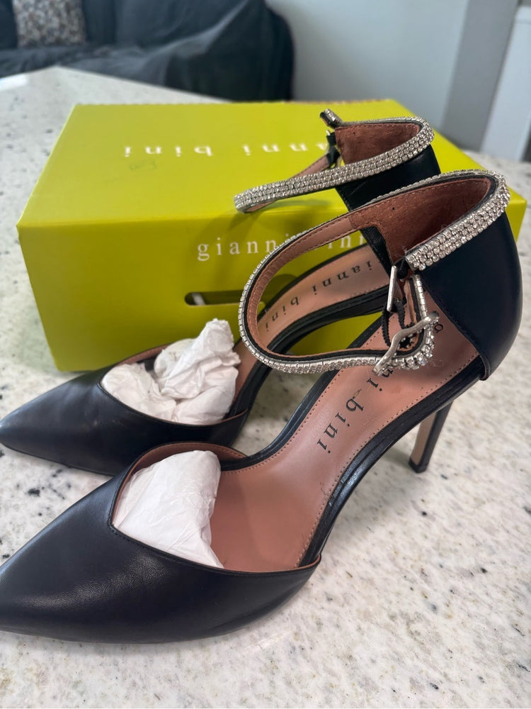 Gianni Bini Black Pointed Toe Ankle-Strap Heels