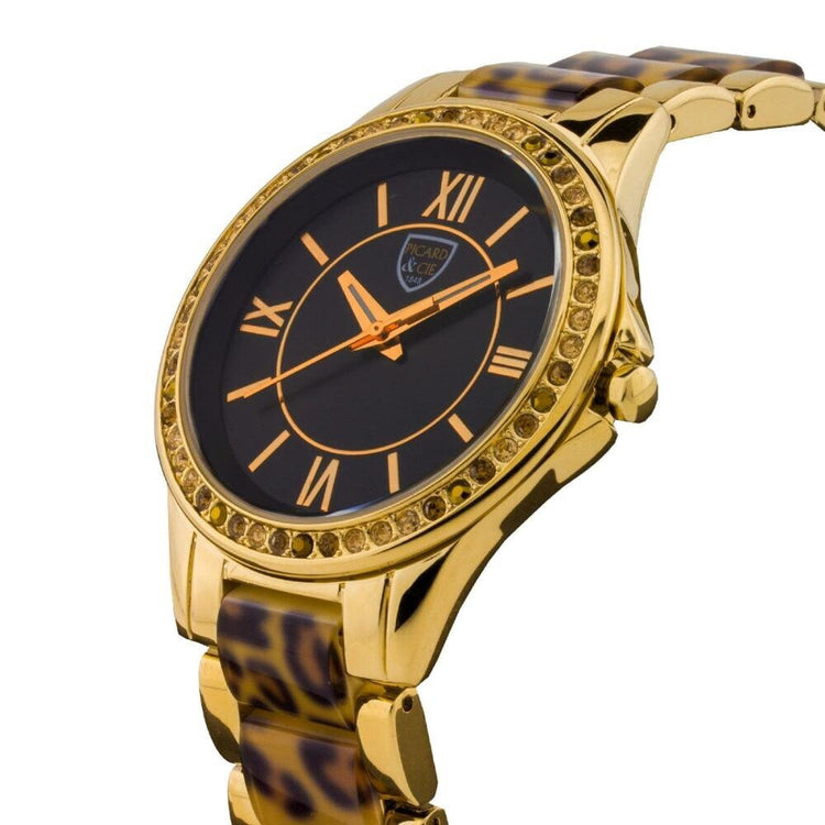 Casual 29mm Case Leopard Print Link Ladies Watch