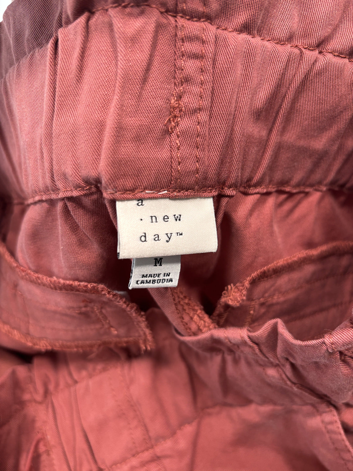 A New Day Rust Terracotta Drawstring Pants Size M Minimalist Fall
