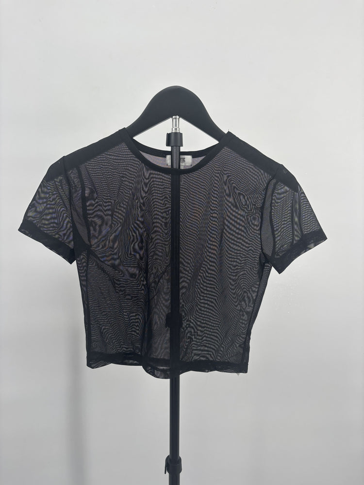 Victoria's Secret PINK Black Sheer Mesh Crop Top Small