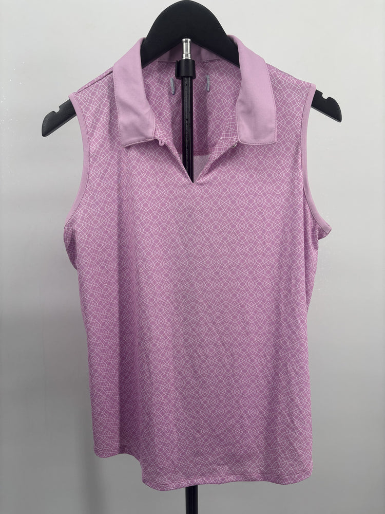 Pastel Pink Lavender Sleeveless Polo Top Preppy Golf Tennis Country Club Style