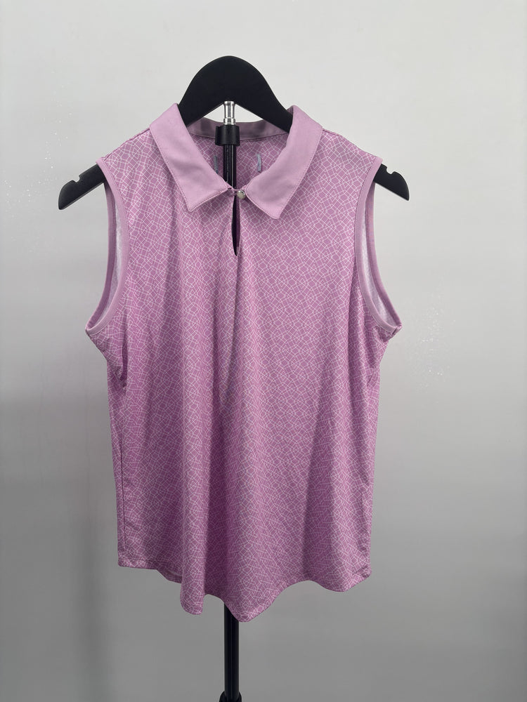 Pastel Pink Lavender Sleeveless Polo Top Preppy Golf Tennis Country Club Style