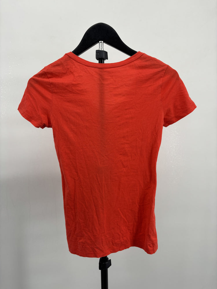 Express Sexy Basics Red Deep V Neck Baby Tee XS Minimalist Casual Y2K Style