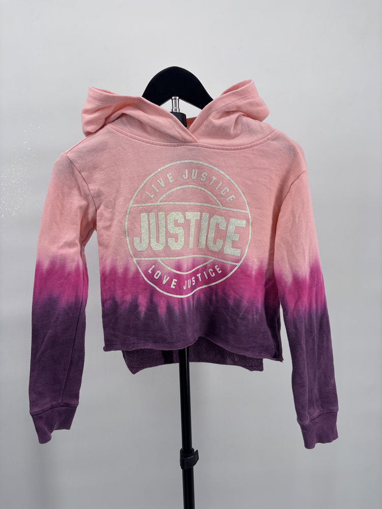 Justice Pink Purple Ombre Cropped Hoodie Girls 8 Glitter Logo Y2K Style
