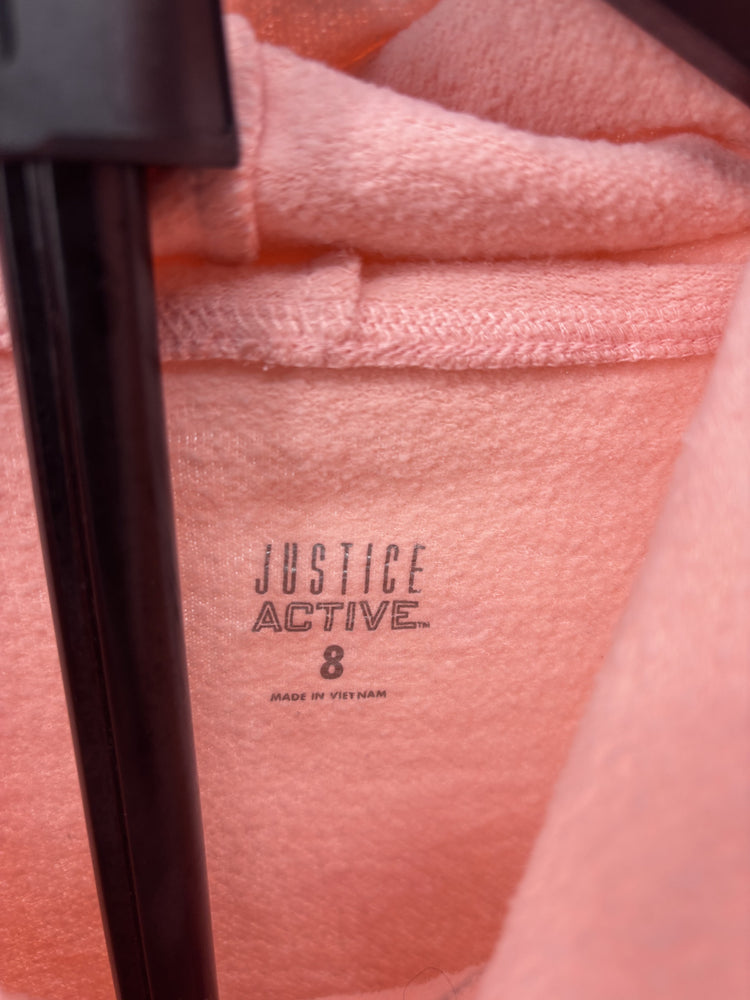 Justice Pink Purple Ombre Cropped Hoodie Girls 8 Glitter Logo Y2K Style