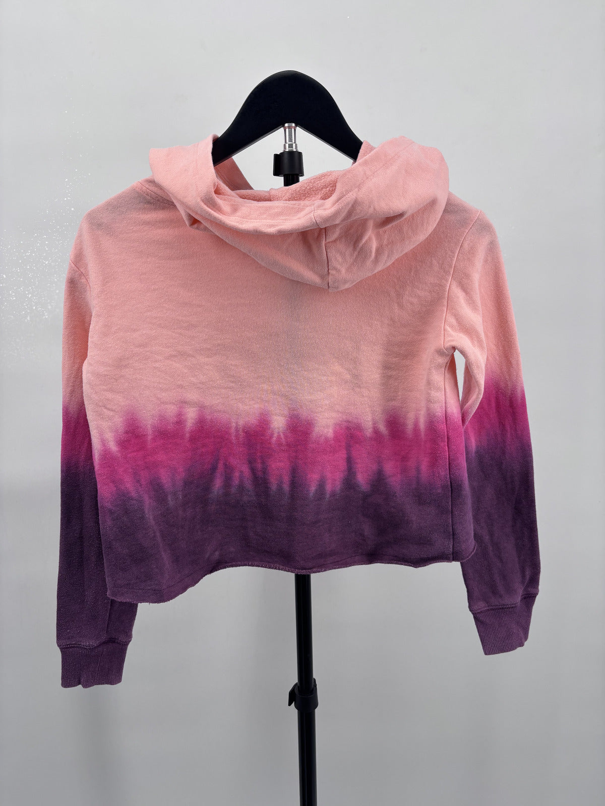 Justice Pink Purple Ombre Cropped Hoodie Girls 8 Glitter Logo Y2K Style