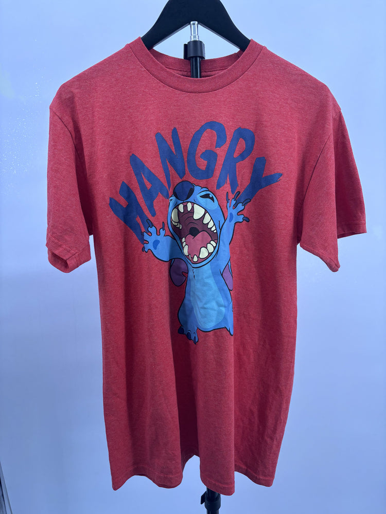Disney Stitch Hangry Red Graphic Tee Medium Funny Cartoon Disneycore