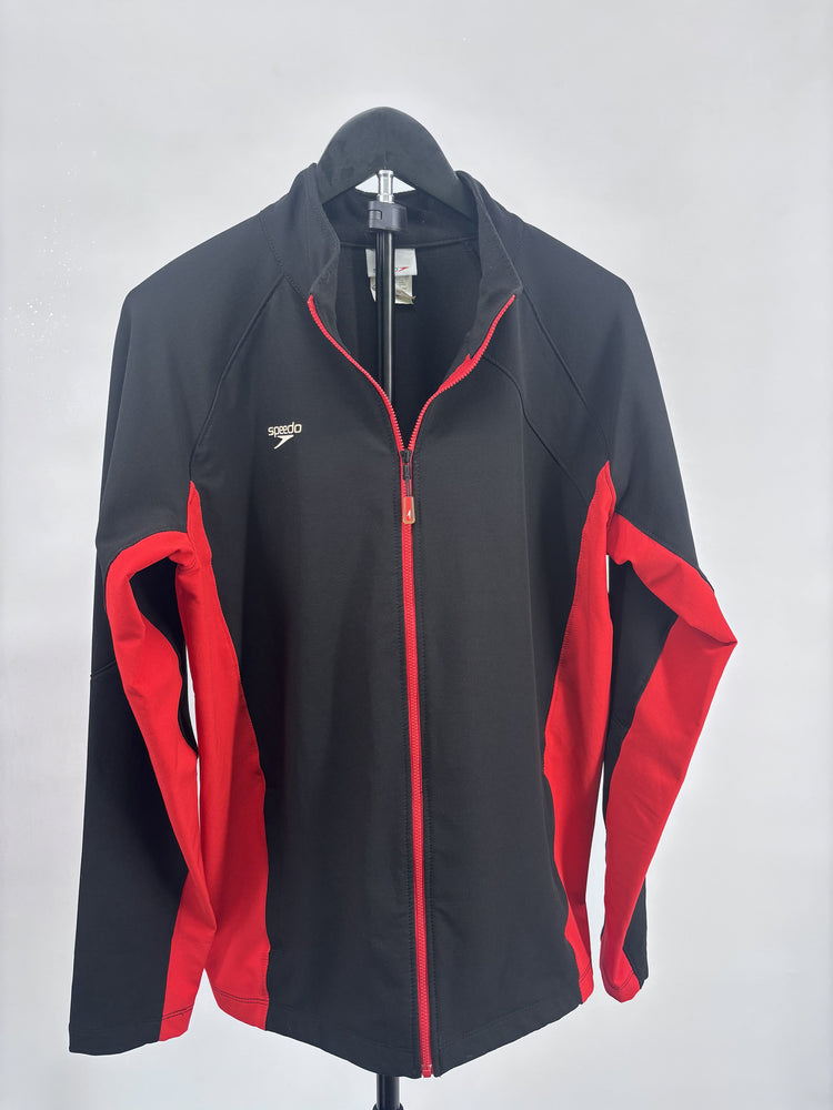 Speedo Black Red Full Zip Athletic Training Jacket Size Large