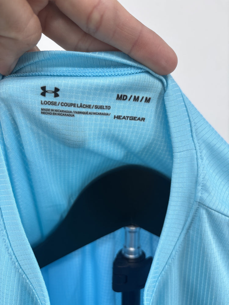 Under Armour HeatGear Blue Short Sleeve Workout Shirt Medium