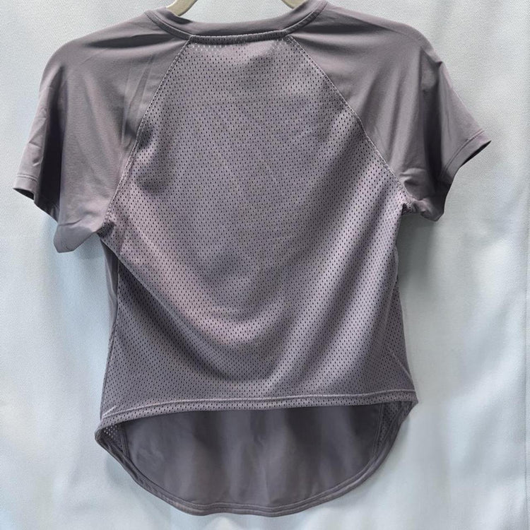 Under Armour HeatGear Mesh Back Fitted Workout Tee XS Gray Purple