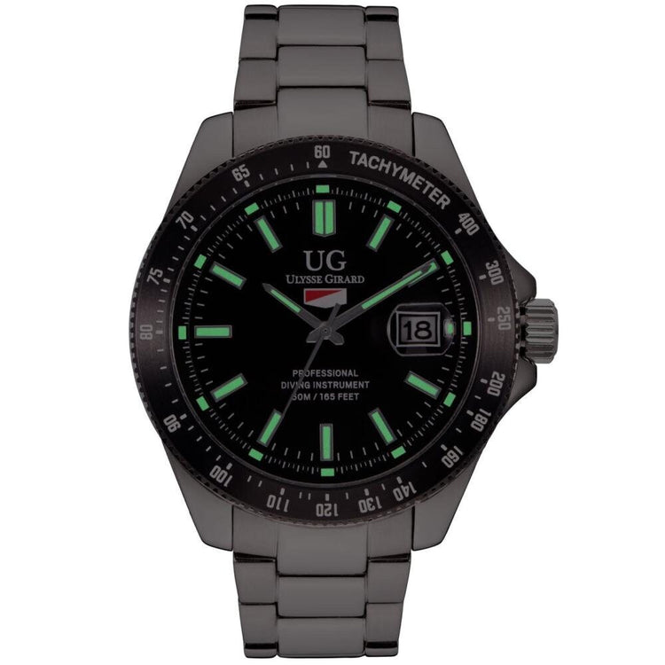 Ulysse Girard 42mm Case Sport Diver Watch Black Dial Watch
