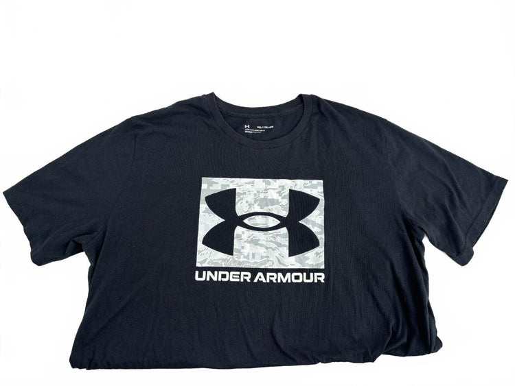 Under Armour Men's XXL Black Camo Big Logo Loose Fit Short Sleeve Graphic Tee