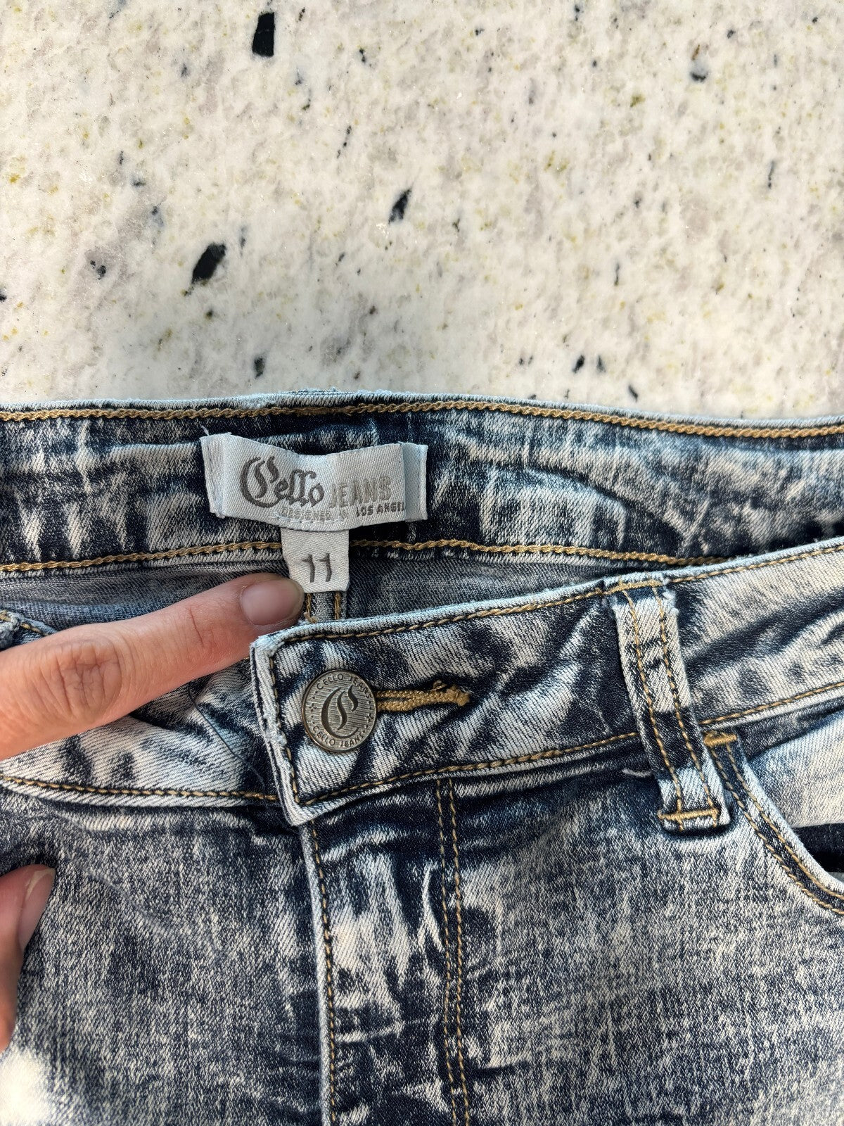 Cello Jeans Acid Wash Distressed Skinny Jeans Juniors Size 11 Gray Blue Y2K