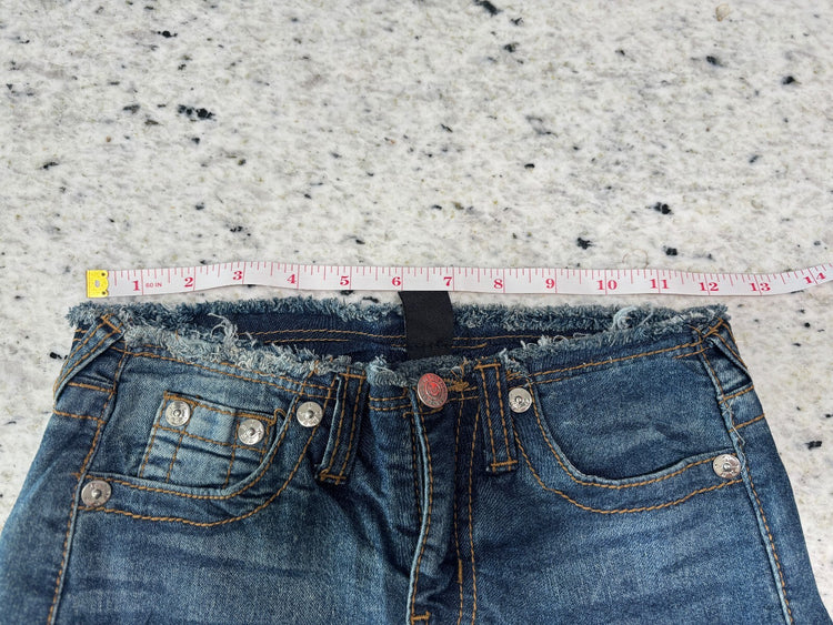 True Religion Y2K Wide Leg Cargo Jeans Girls Size 14 Blue Denim