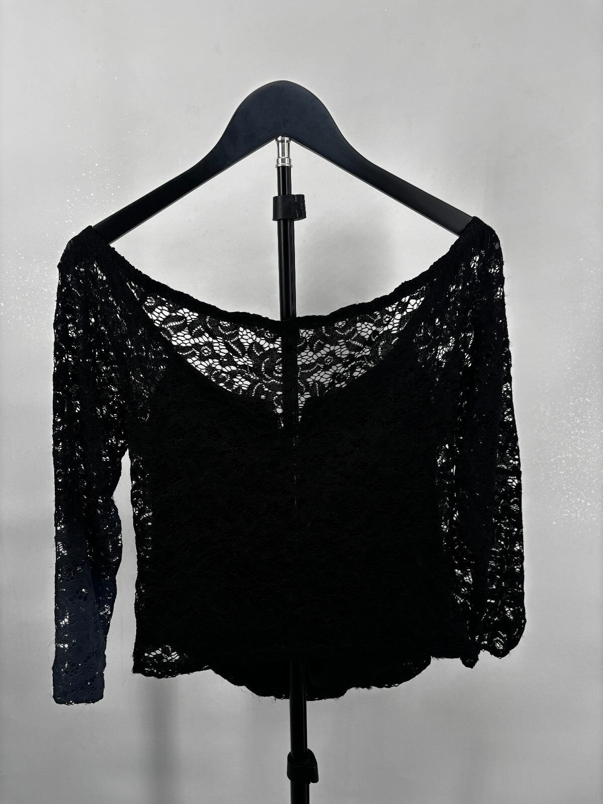 Papermoon Black Lace 3/4  Sleeve Blouse Size Large