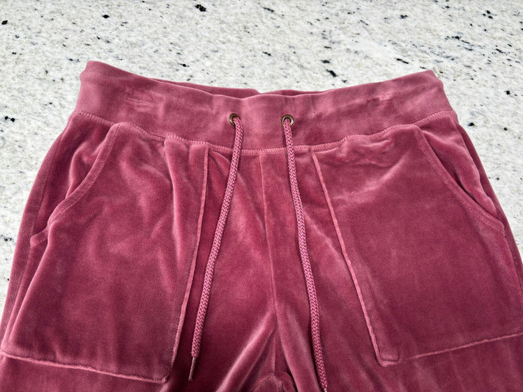 Pink Velour Wide Leg Sweatpants Y2K Cozy Lounge L