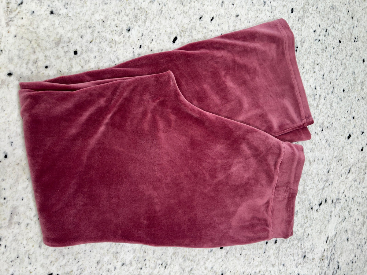 Pink Velour Wide Leg Sweatpants Y2K Cozy Lounge L