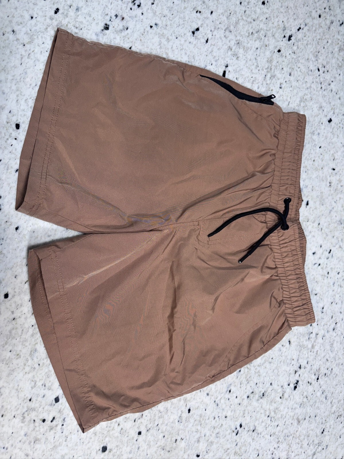 Southpole Men's Medium Brown Elastic Waist Swim Trunks with Drawstring