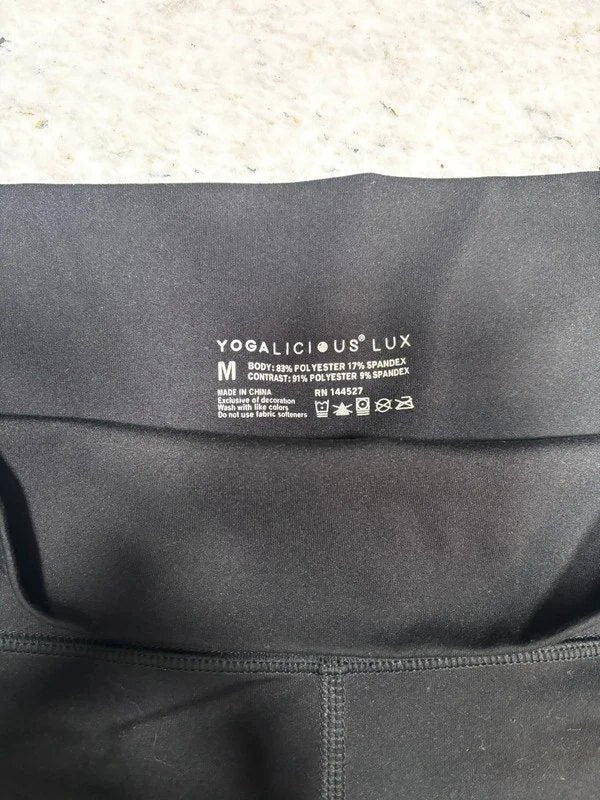 Yogalicious Lux Black High Waisted Gym Yoga Shorts Size M
