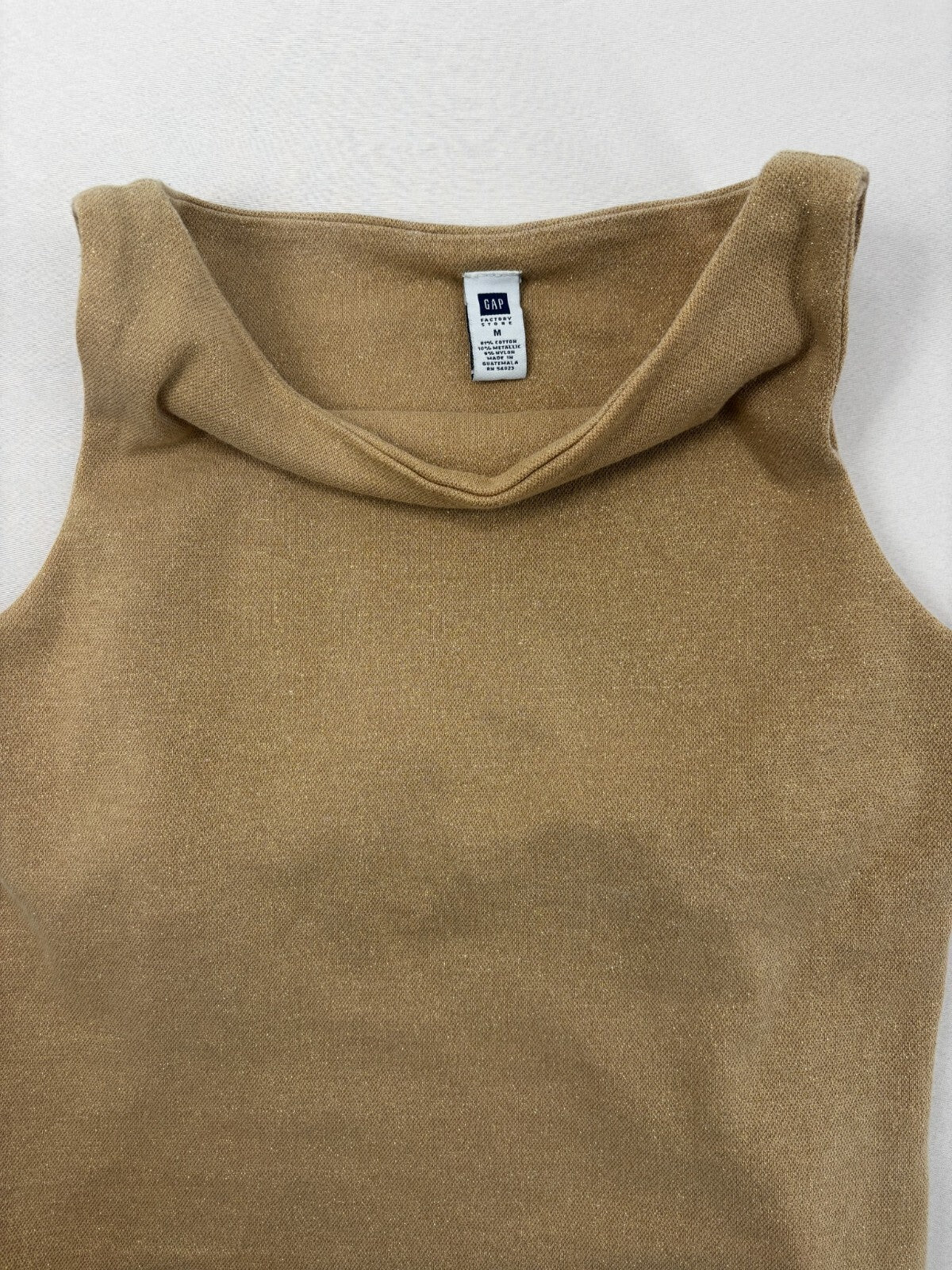 GAP Gold Shimmer Knit Tank Top M Minimalist Going Out Y2K