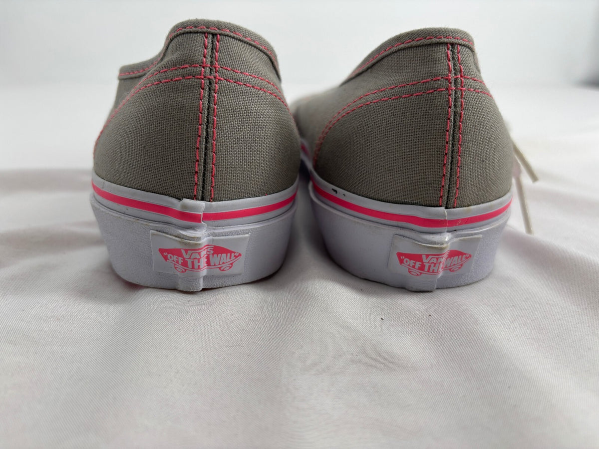 Vans Authentic Gray Neon Pink Low Top Canvas Sneakers Women's 8.5 Men's 7