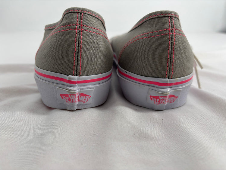 Vans Authentic Gray Neon Pink Low Top Canvas Sneakers Women's 8.5 Men's 7