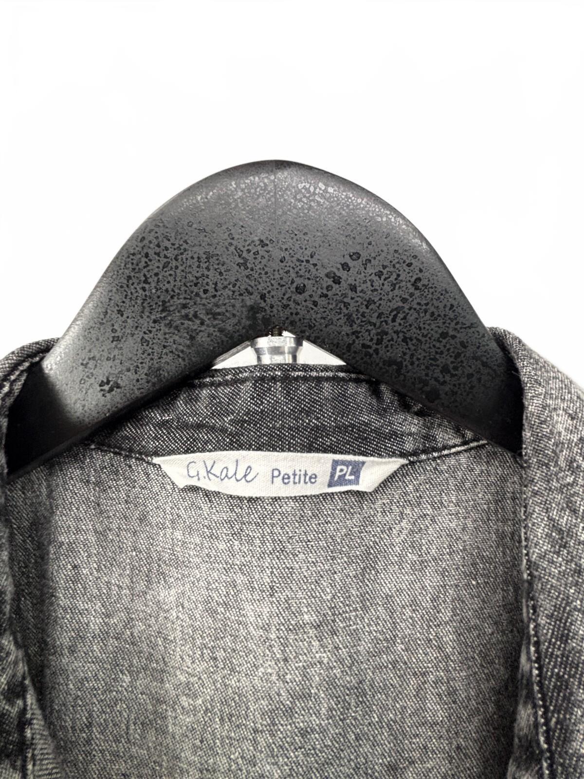 G.Kale Petite PL Gray Acid Wash Denim Short Sleeve Utility Jumpsuit Y2K Coastal