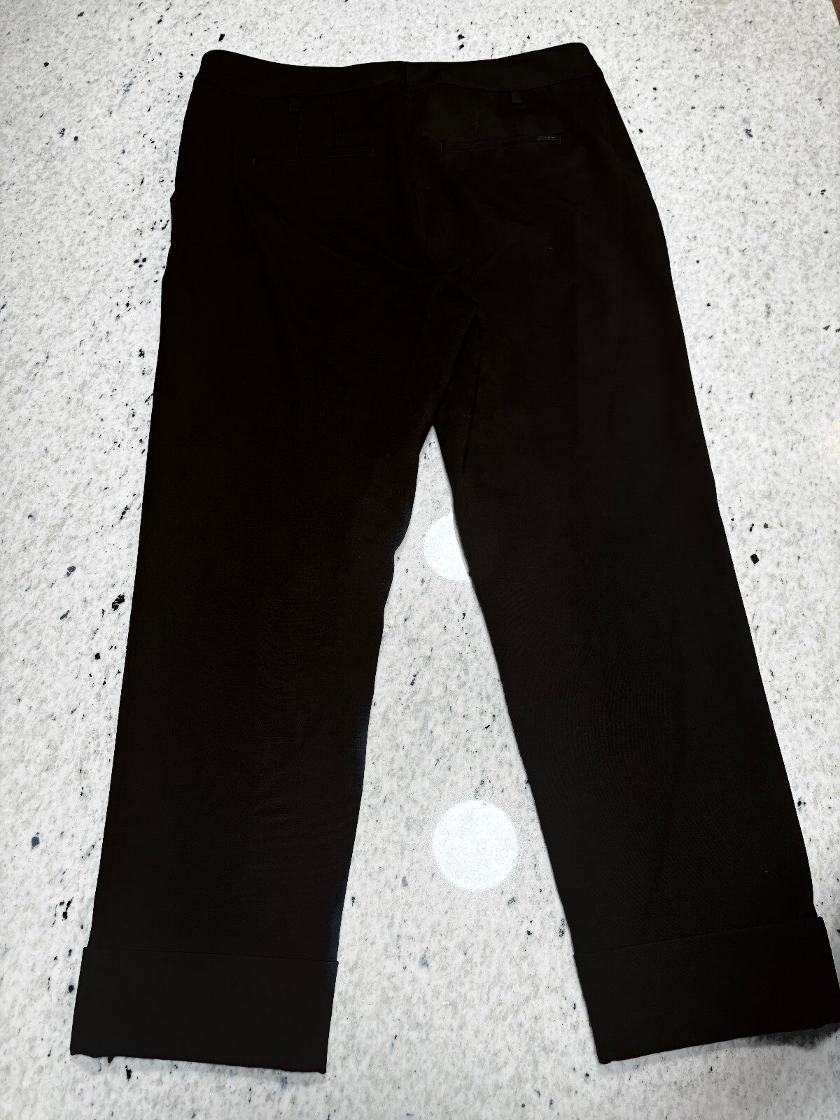 WHBM The Girlfriend Black Cropped Cuffed Dress Pants Women's Size 8