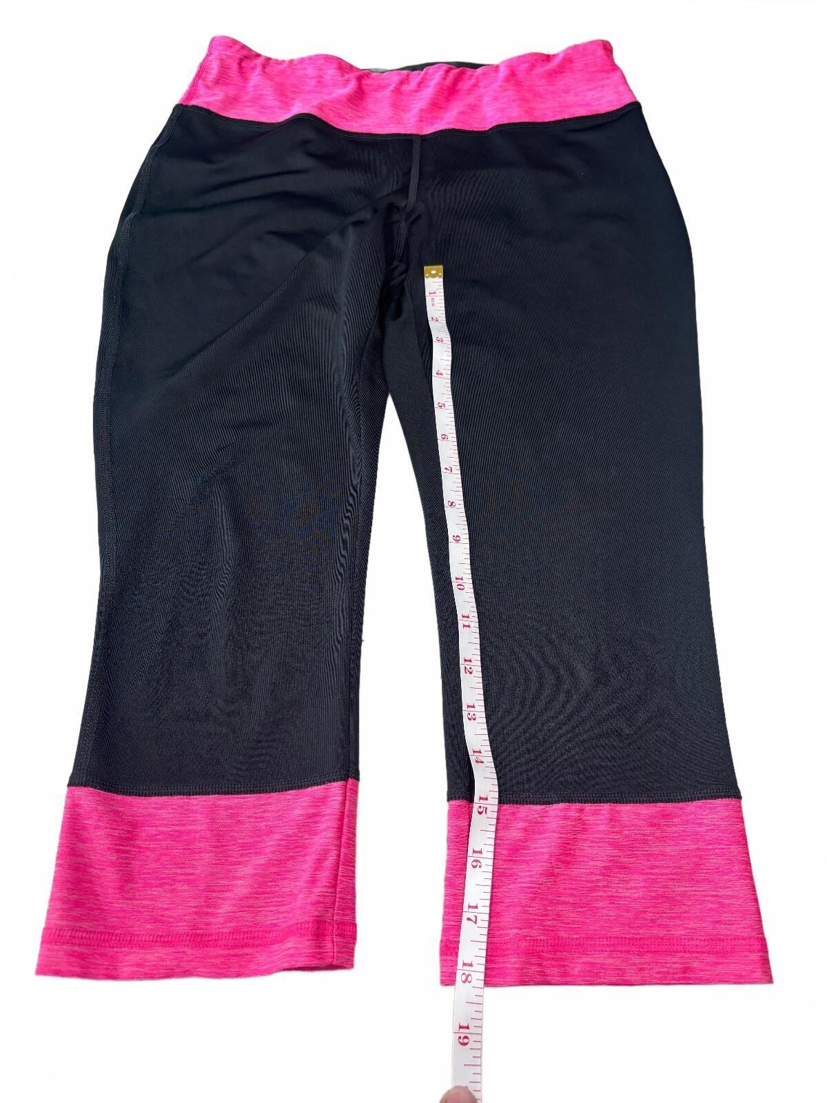 Ideology Hot Pink Black Colorblock Capri Gym Leggings M