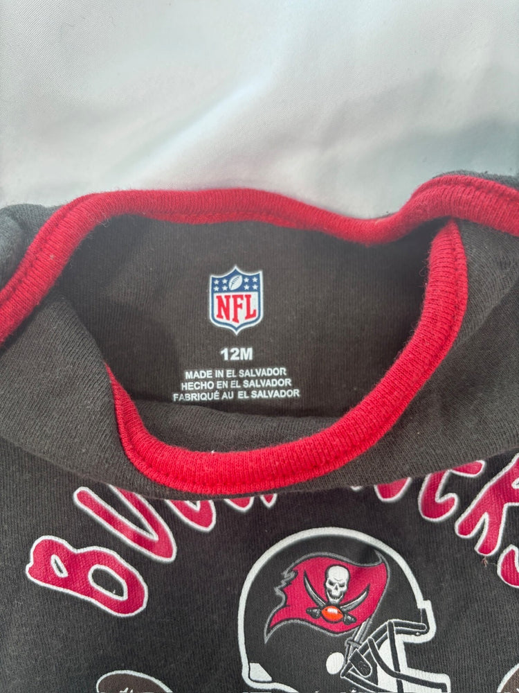 NFL Tampa Bay Buccaneers Baby Bodysuit 12M Black and Red Cotton