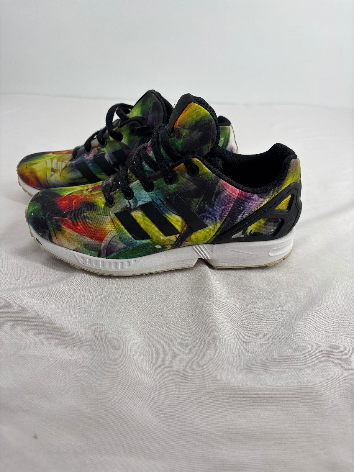Adidas ZX Flux Multicolor Print Running Sneakers Youth 5.5 Big Kids Black
