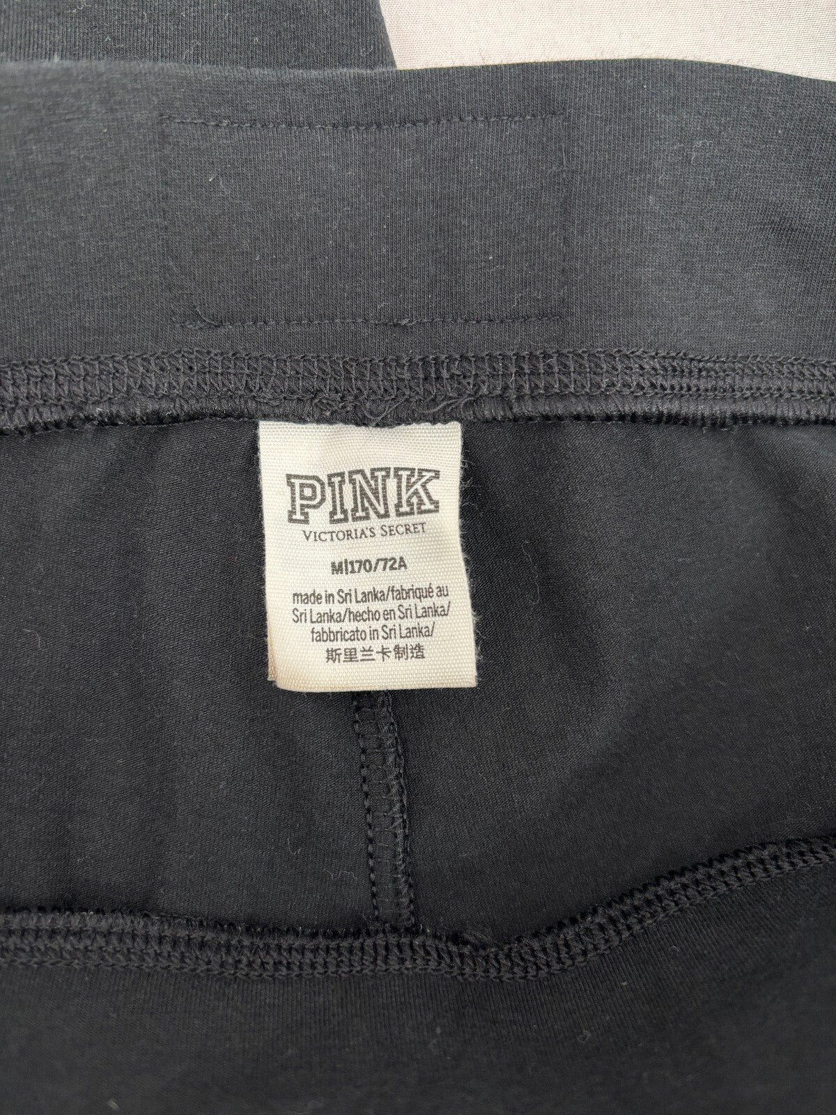 Victoria's Secret PINK Black Leggings Women's Medium White Logo Athleisure Y2K