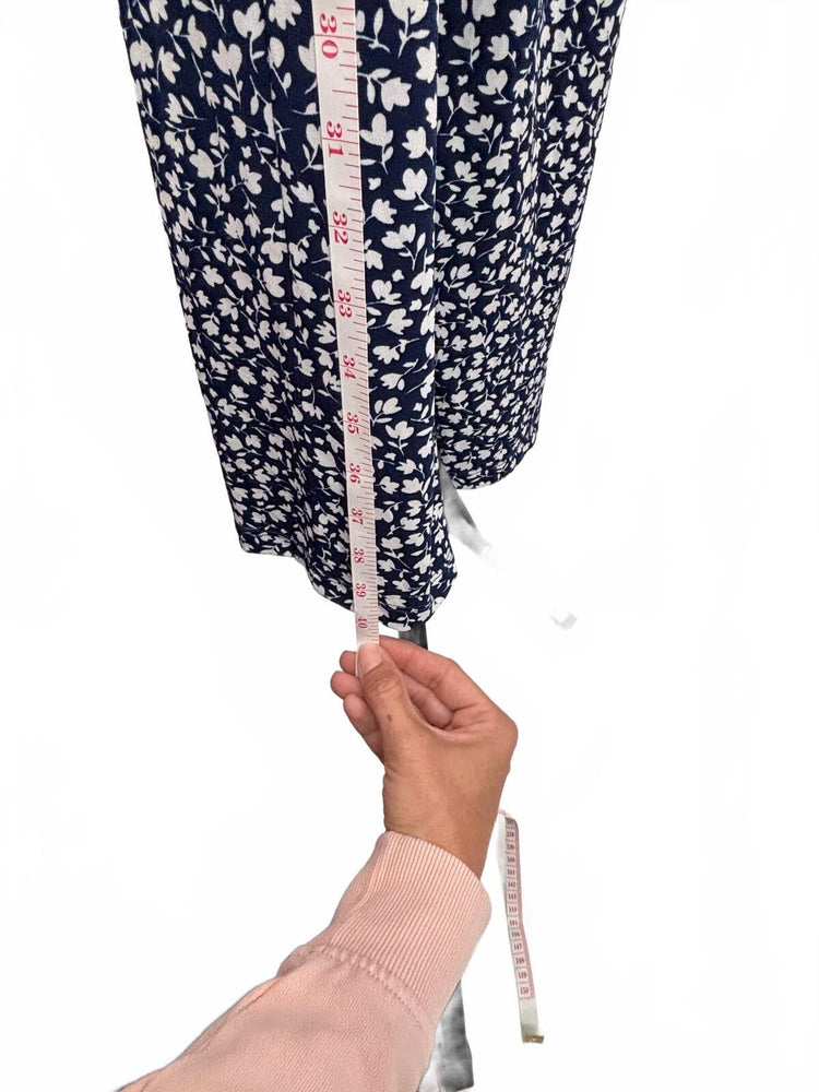 Kaileigh Navy Floral Wide Leg Jumpsuit Women's XS Surplice V-Neck Flutter Sleeve