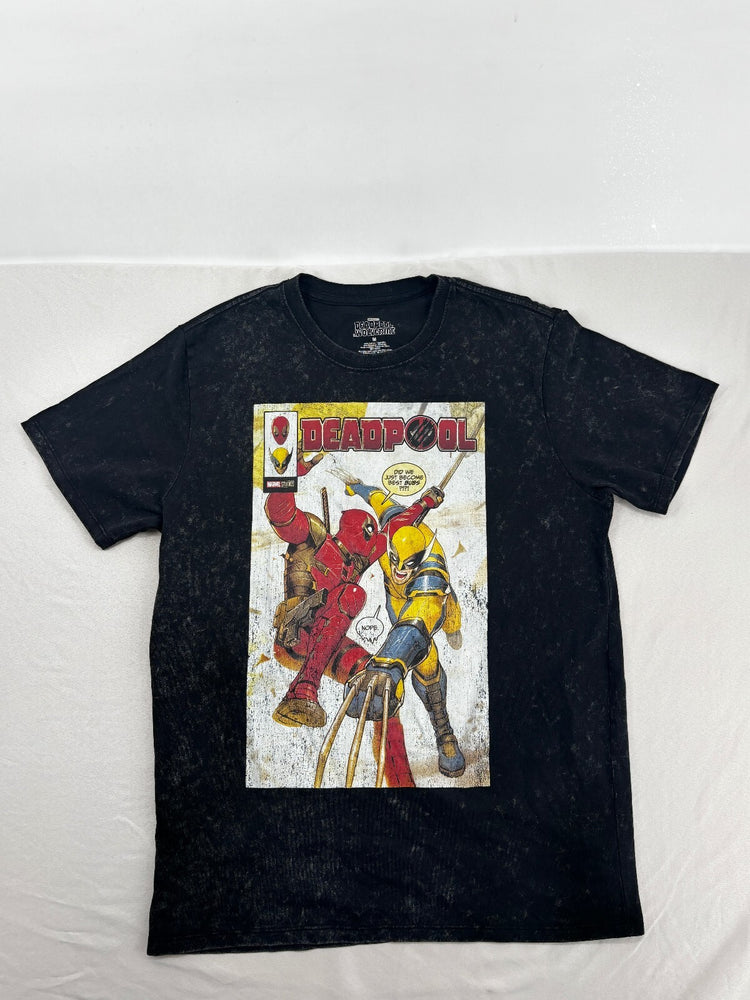 Deadpool & Wolverine Washed Black Comic Graphic Tee M Marvel Streetwear